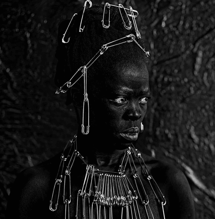 black and white picture of an african woman