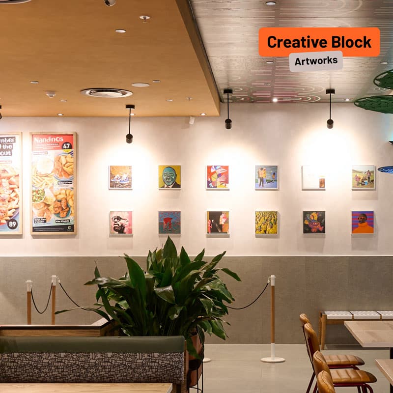 Nando's Vaal mall creative blocks section with art work