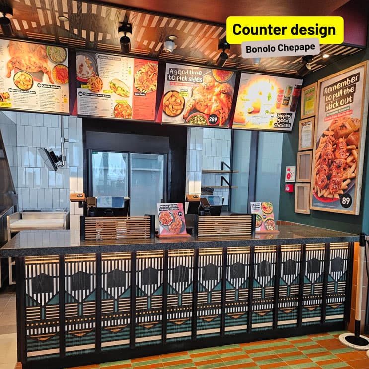 Nando's Vergelegen Plein counter design by Bonolo Chepape