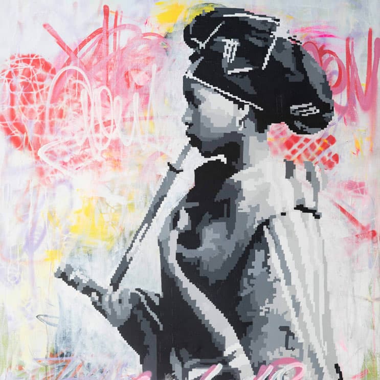 Artwork of lady smoking a pipe at Nando's Vergelegen Plein