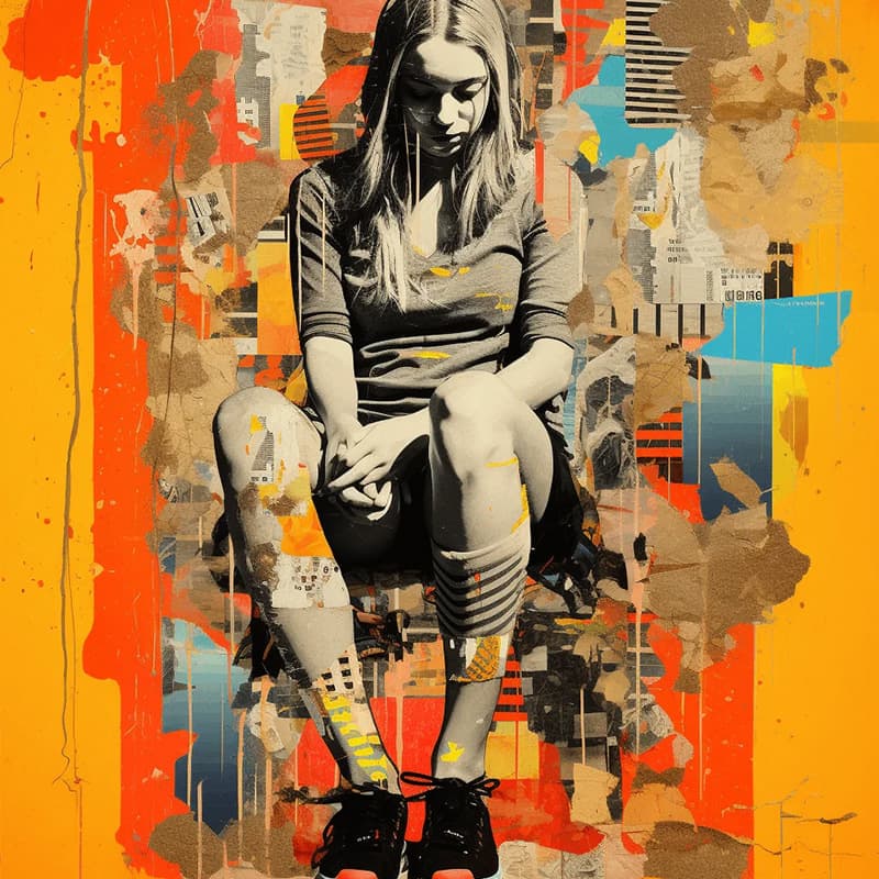 A bright poster with a female sitting down