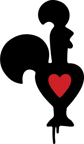 Chicken icon with a red heart