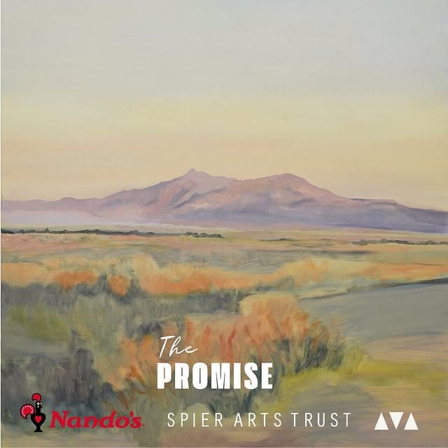 Art work of open field with a mountain