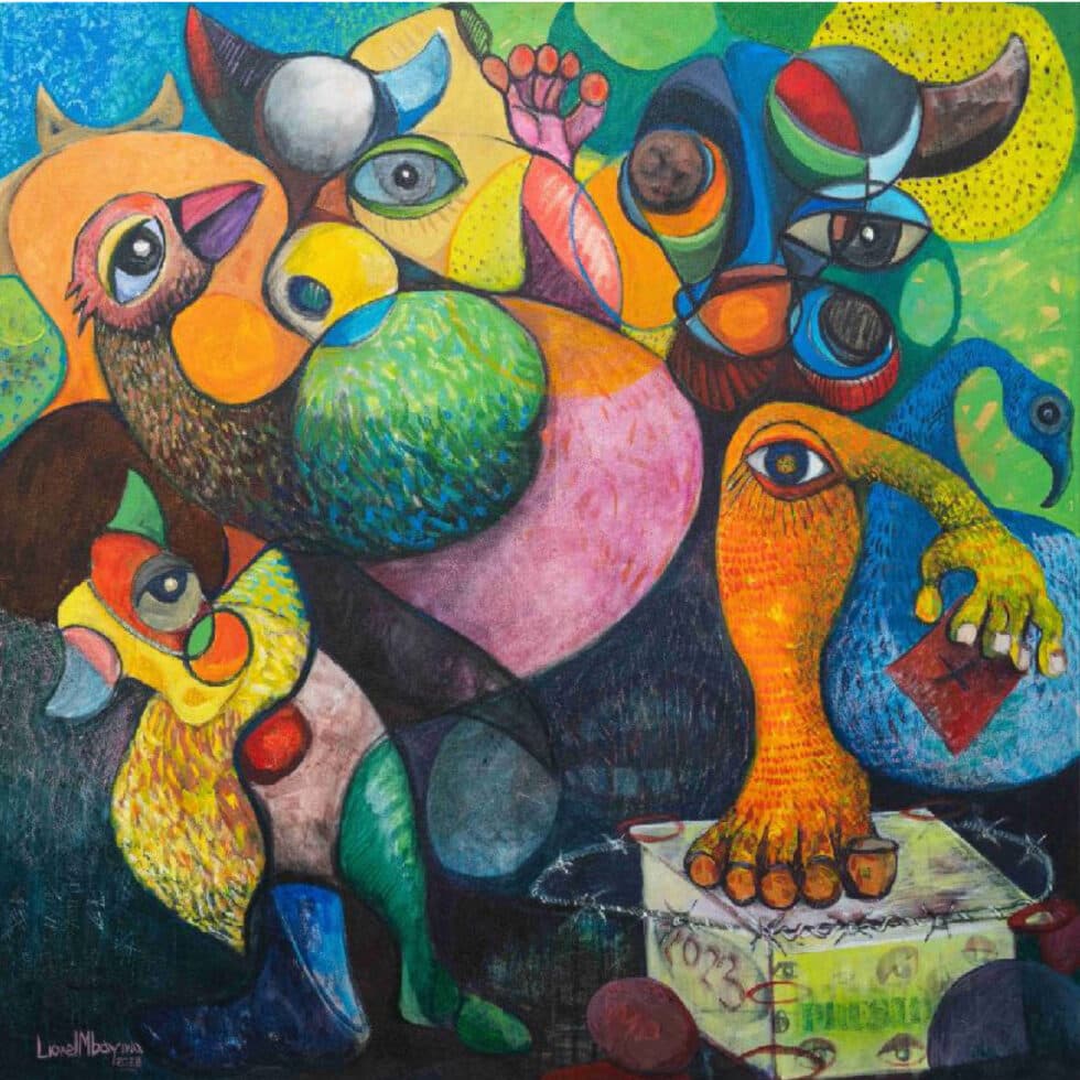 Lionel Mbayiwa's art work of birds mixed with human features