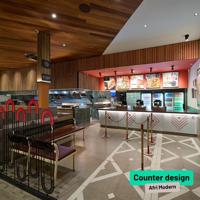 Nando's Mafikeng Drive-Thru counter design by Afri Modern