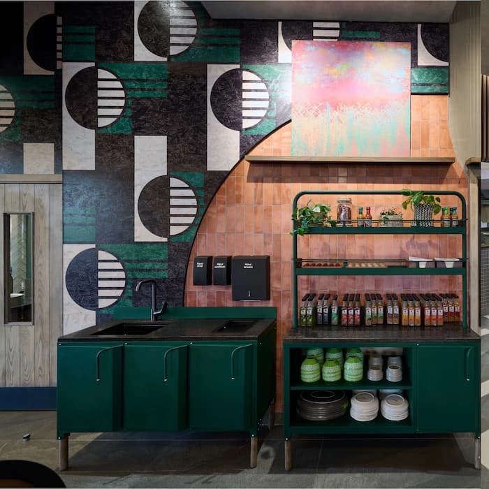 Nando's Mafikeng Mega City wash area and sauce station