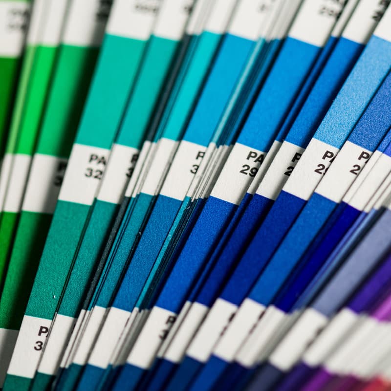 cards of green color going to blue in different shades