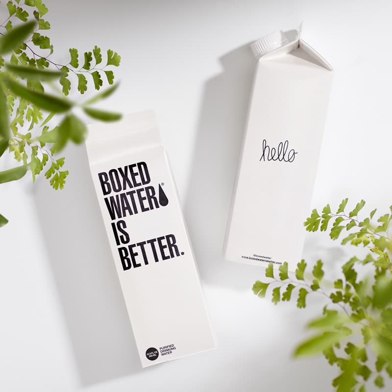 A recyclable box of water