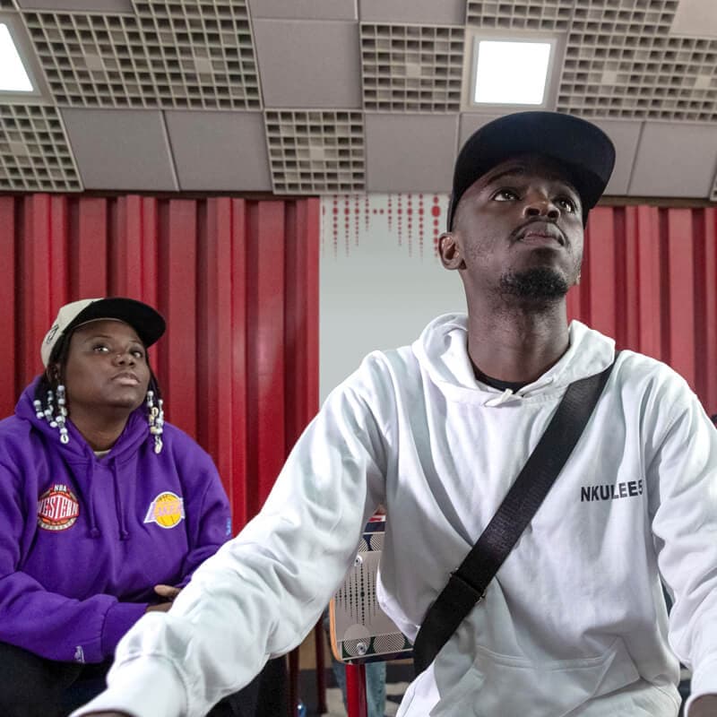 Two people in the studio