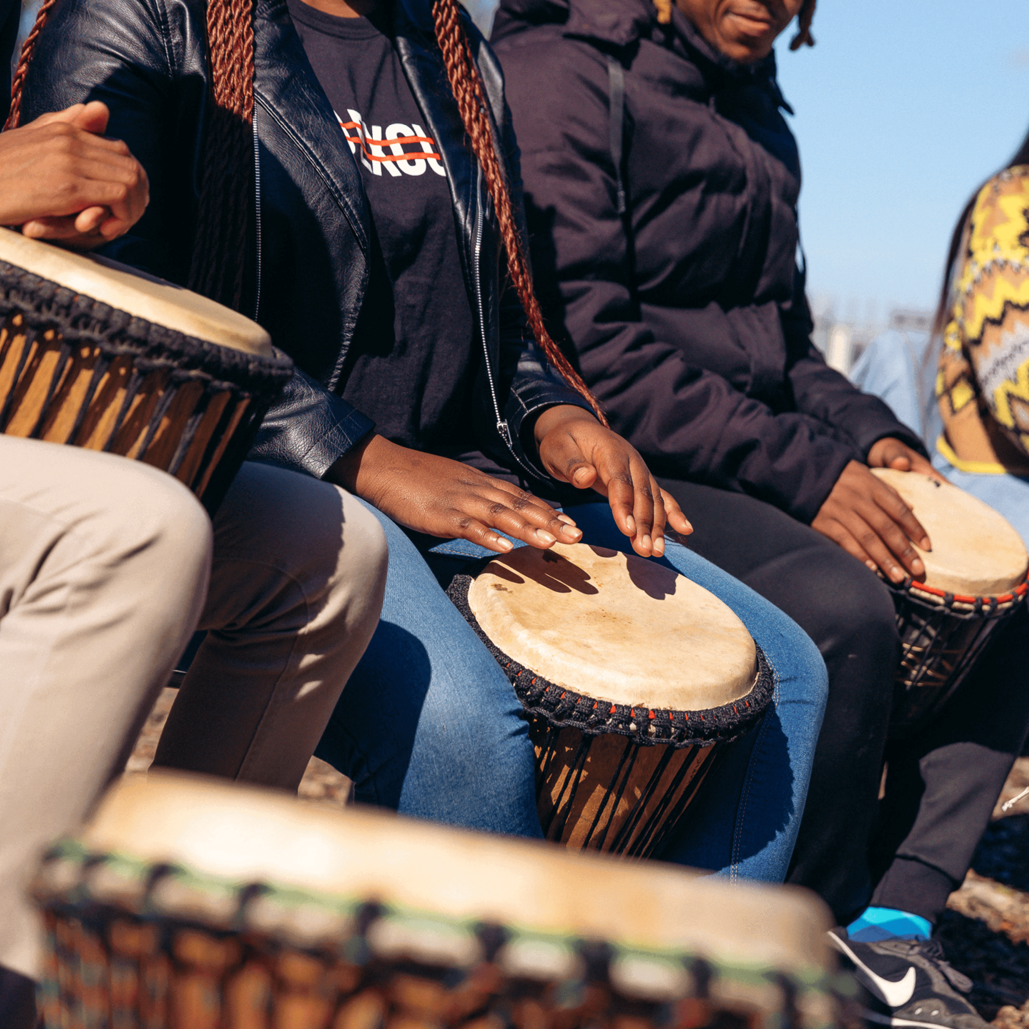 People playing the african drum
